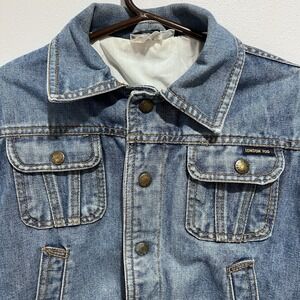 Vintage London Fog Kids Jean Denim Jacket Boys Lined Medium Size 5 Turbo